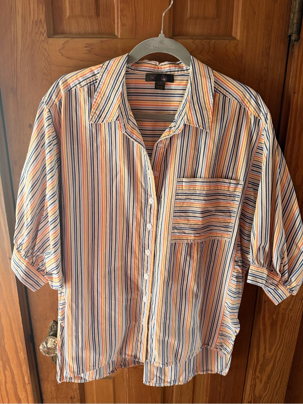 Renuar Multicolor Vertical Stripe Short-Sleeve Shirt